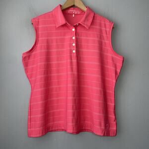 Nike Golf Sleeveless Polo Shirt Women Size XL Pink Sporty Preppy Tennis Dri Fit